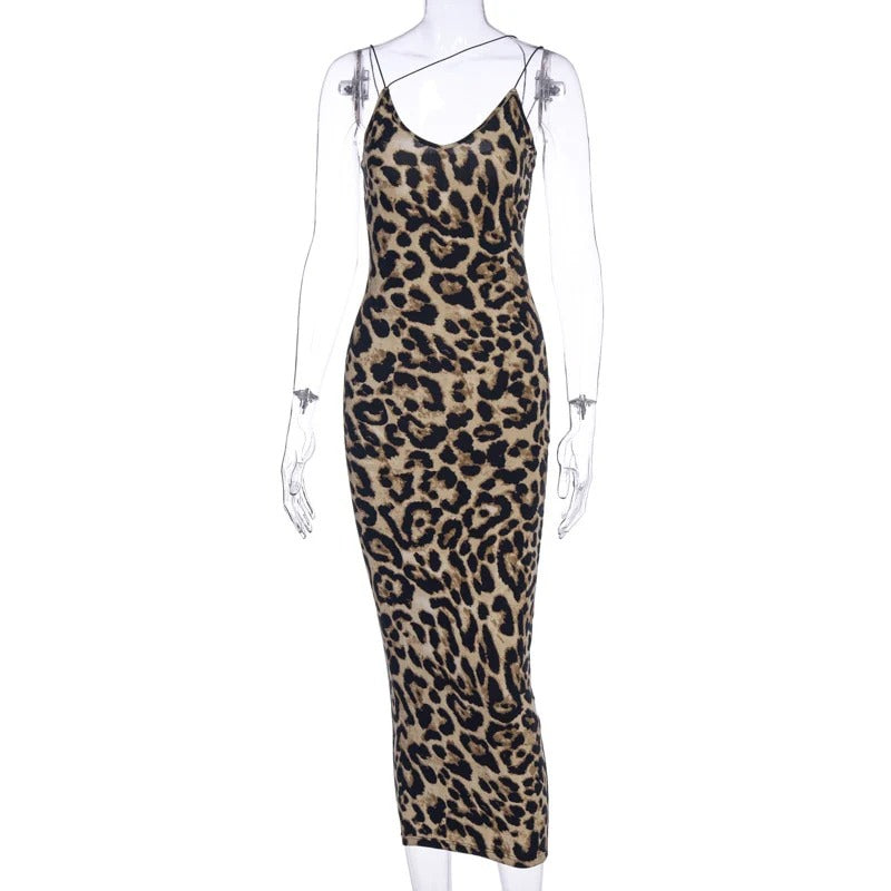 soraya-Vestido midi con estampado de leopardo