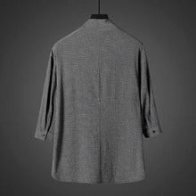 Antonio-Camiseta de manga corta estilo vintage de seda helada holgada con estampado zen.