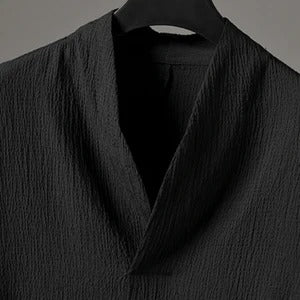 Antonio-Camiseta de manga corta estilo vintage de seda helada holgada con estampado zen.